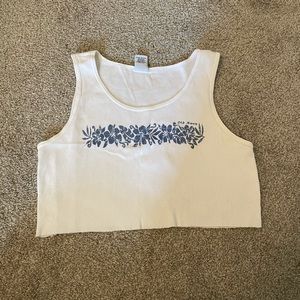 vintage old navy graphic white cropped tank top